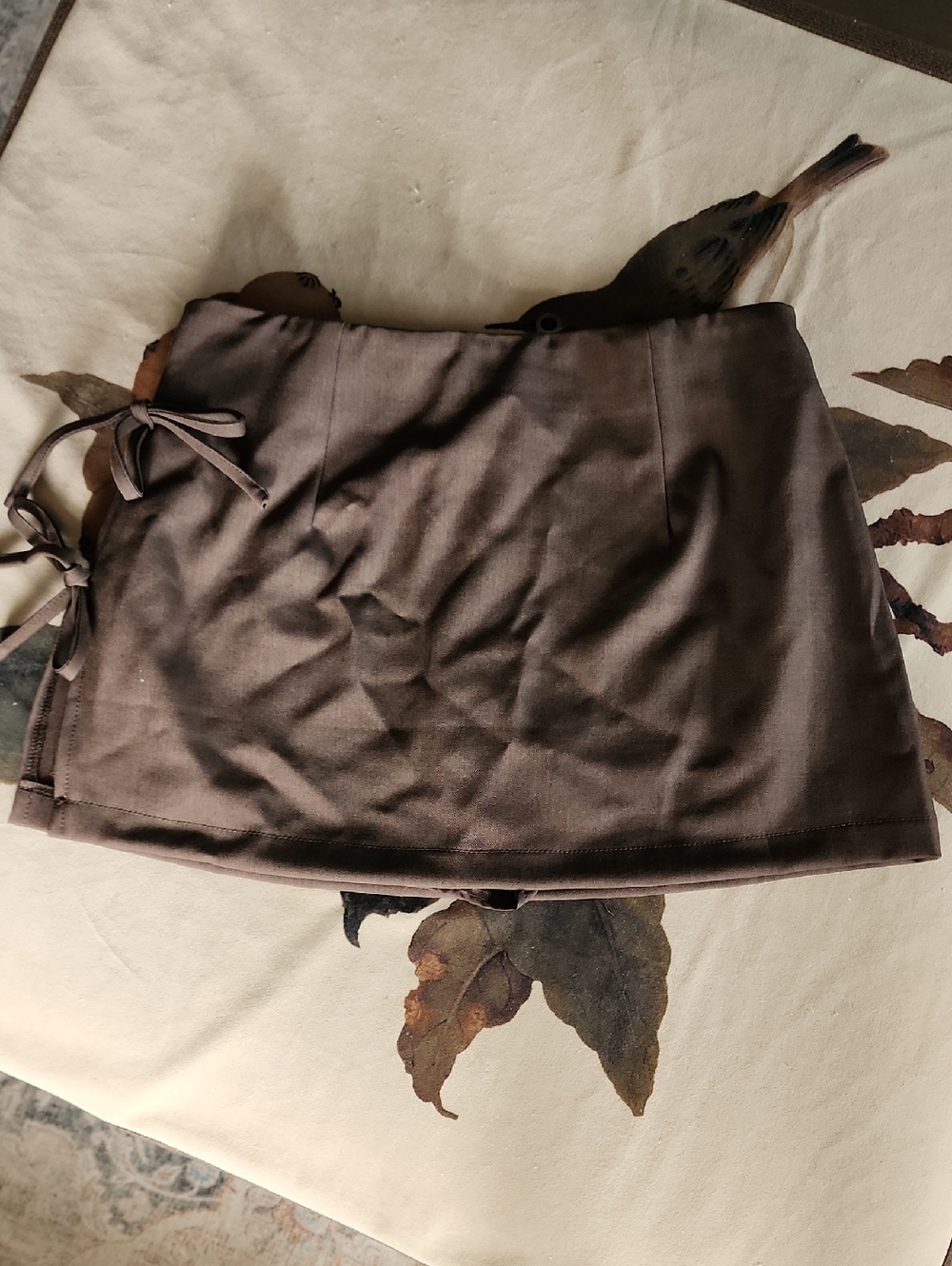 Women's Brown Mini Skort with Side Tie